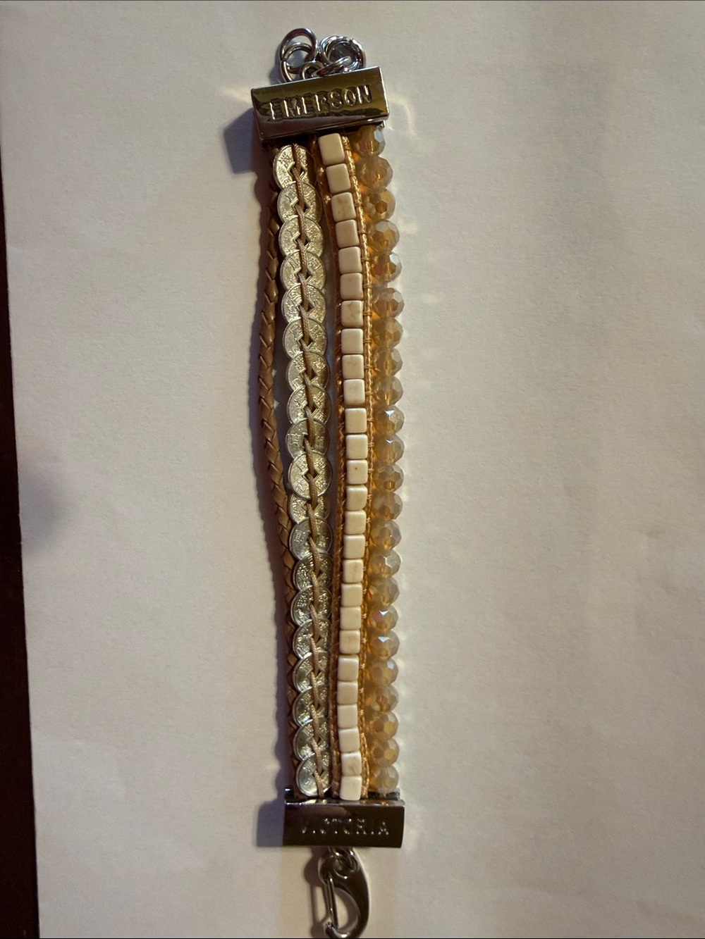 Victoria Emerson Multi-Row Neutral Beaded & Braided Bracelet